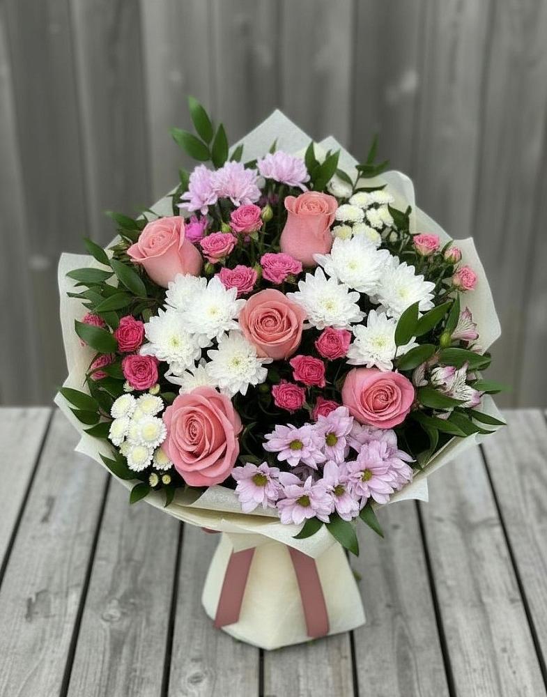Букет цветов из: Альстромерии, Гвоздики, Розы и Хризантемы в Нижнее Казанище