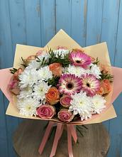 Букет цветов из:  Розы, Герберы и Хризантемы в Нижнее Казанище