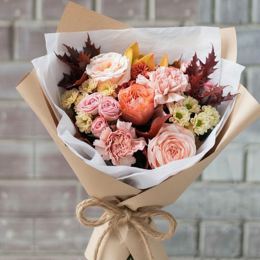 Букет цветов из: Гвоздики, Хризантемы и Розы в Нижнее Казанище