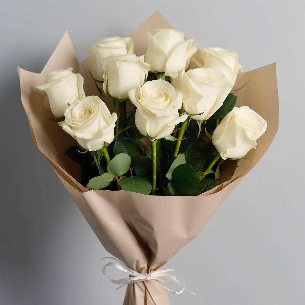 Букет 9 Белых роз Эдлесс Лав в Нижнее Казанище