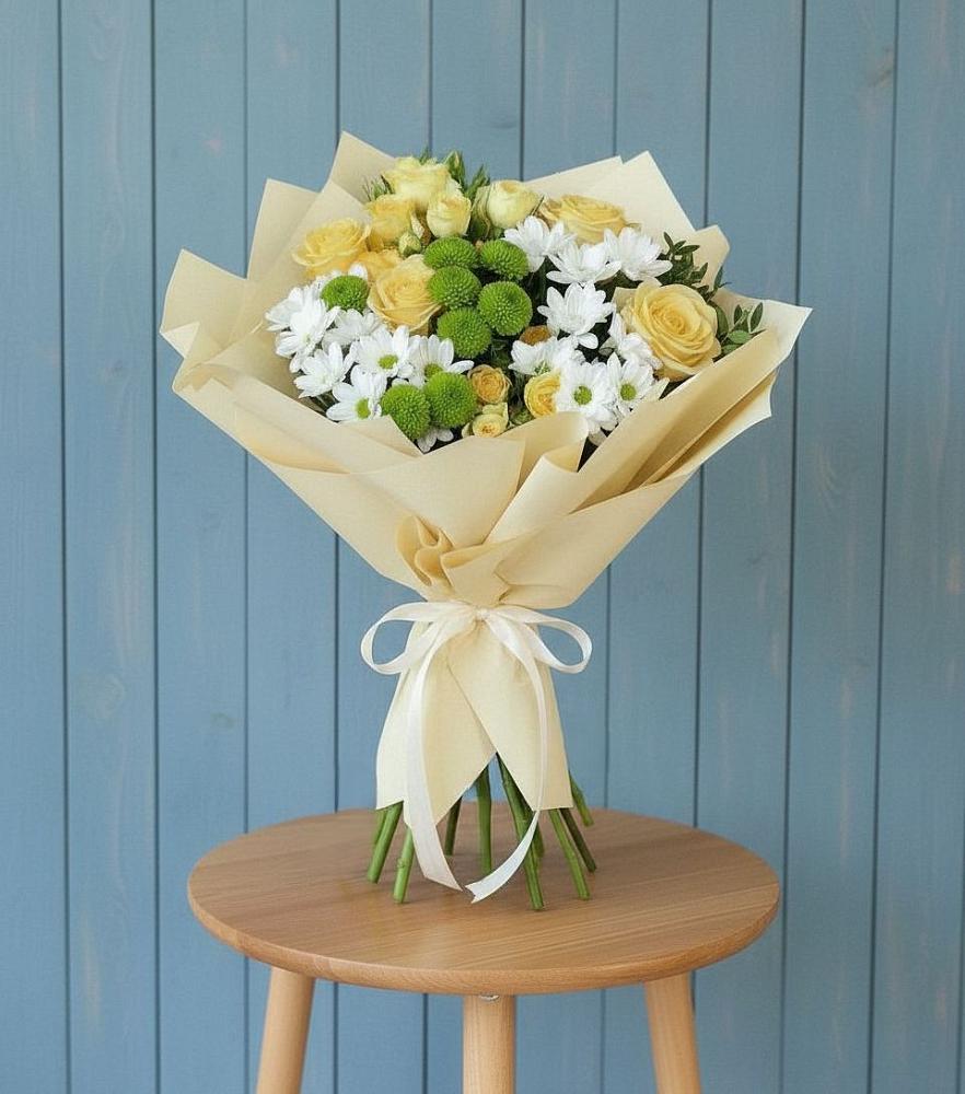 Букет цветов из: Хризантемы и Розы в Нижнее Казанище