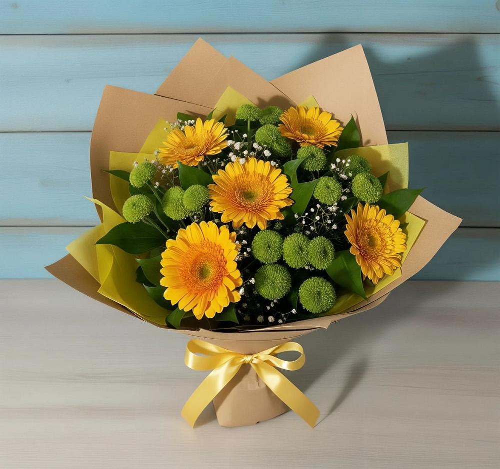 Букет цветов из: Герберы и Хризантемы в Нижнее Казанище