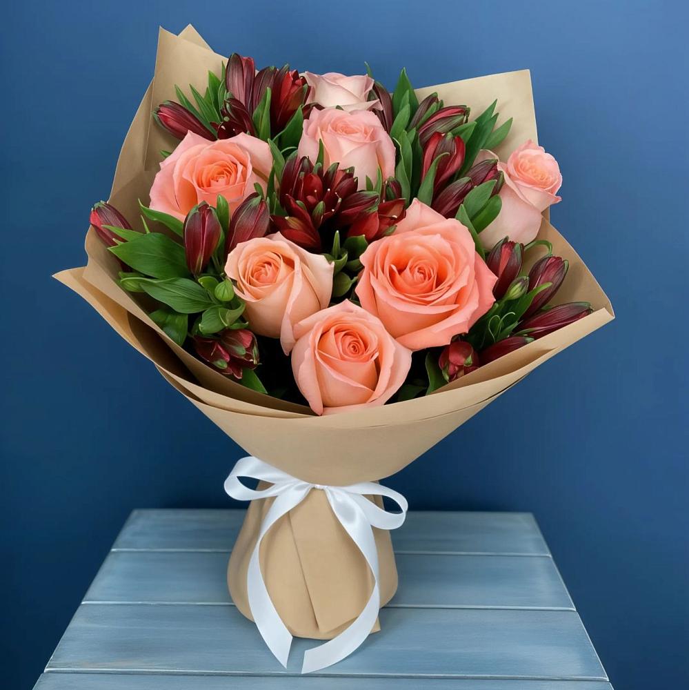 Букет цветов из: Розы и Альстромерии в Нижнее Казанище