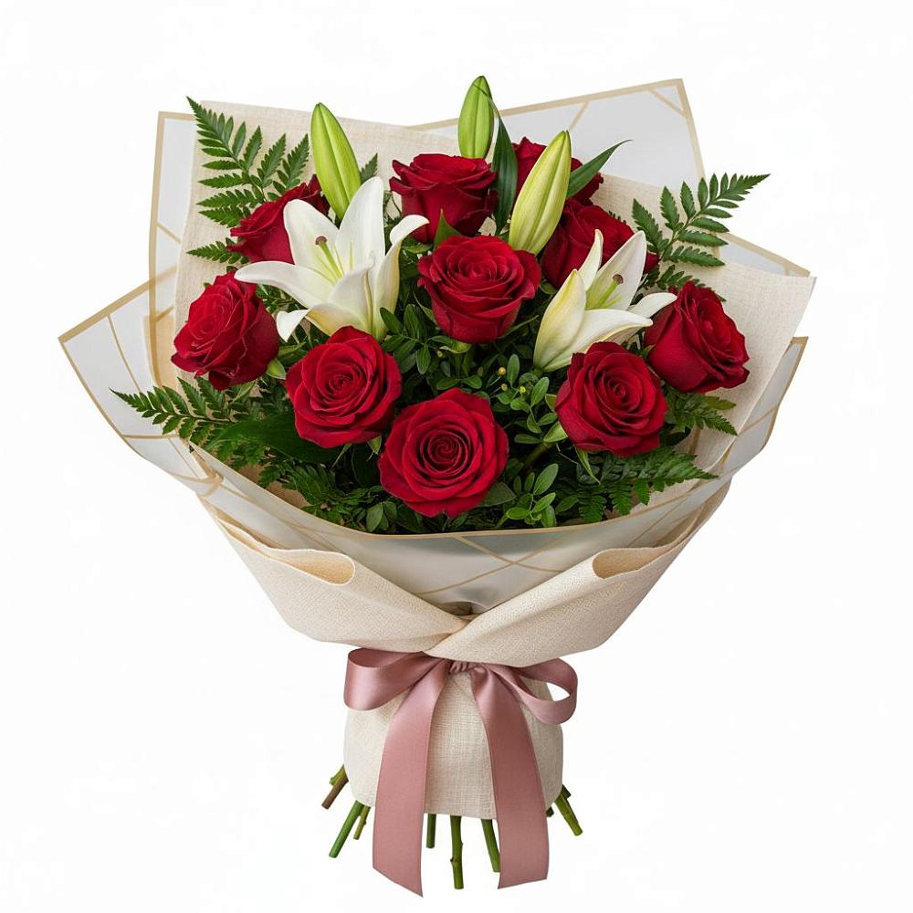 Букет цветов из: Лилии и Розы в Нижнее Казанище