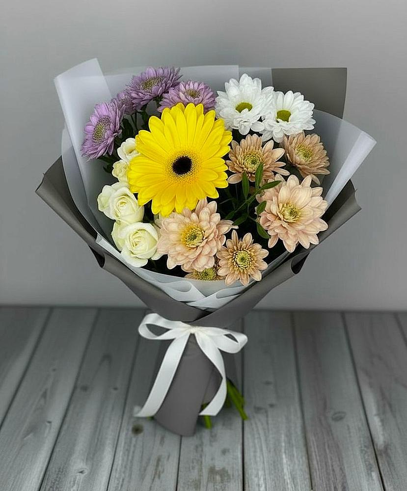 Букет цветов из: Розы, Герберы и Хризантемы в Нижнее Казанище