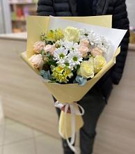 Букет цветов из:  Альстромерии, Розы и Хризантемы в Нижнее Казанище