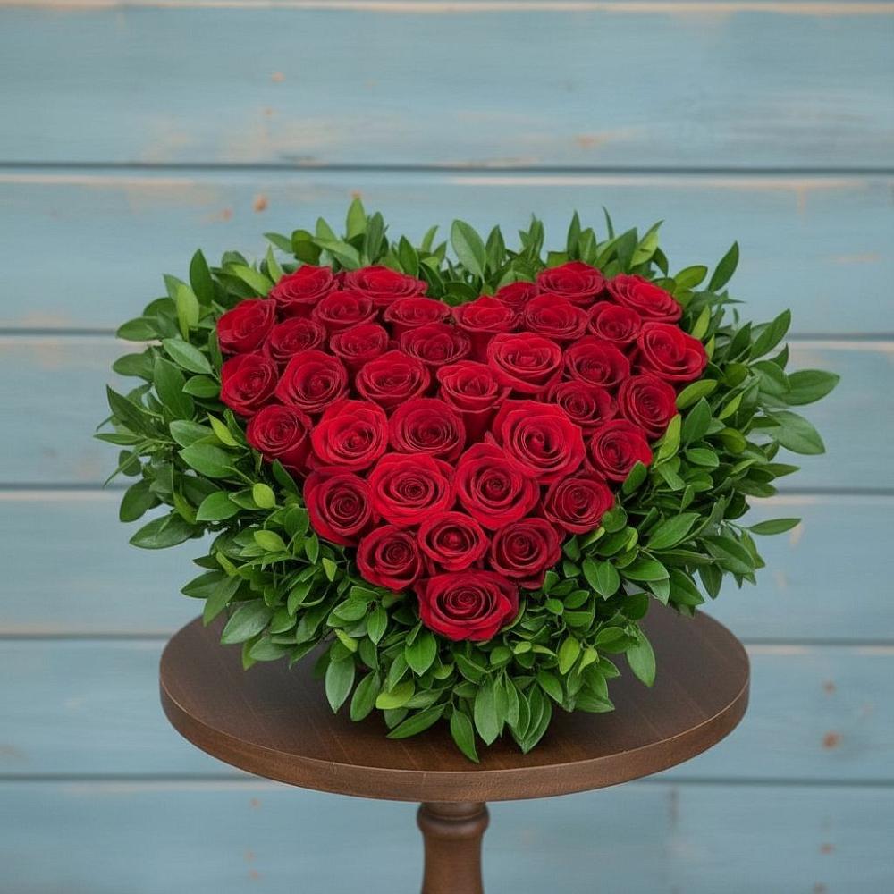 Цветочная композиция из Розы в виде сердца в Нижнее Казанище