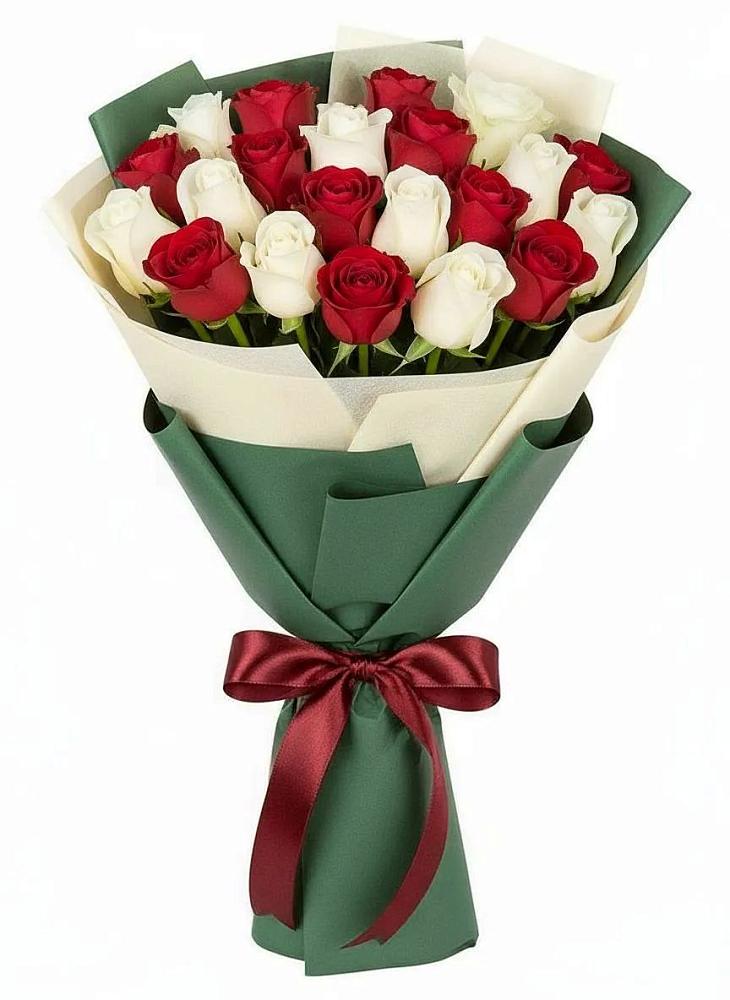 Букет Микс из красных и белых роз в Нижнее Казанище