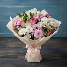 Букет цветов из:  Хризантемы, Альстромерии и Розы в Нижнее Казанище