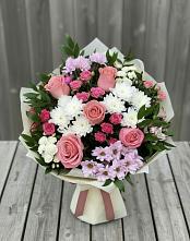 Букет цветов из:  Альстромерии, Гвоздики, Розы и Хризантемы в Нижнее Казанище