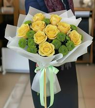 Букет цветов из:  Хризантемы и Розы в Нижнее Казанище
