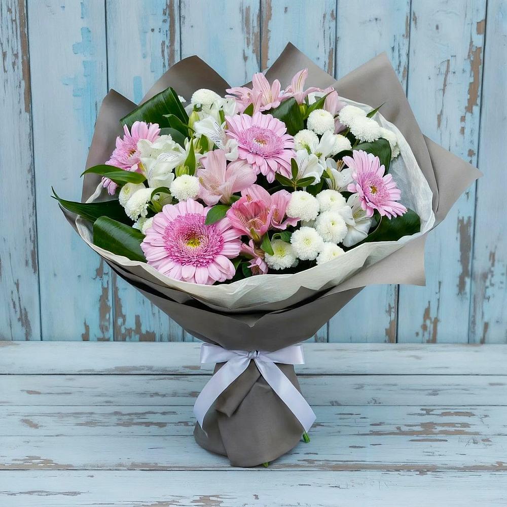 Букет цветов из: Герберы, Альстромерии и Хризантемы в Нижнее Казанище
