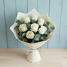 Букет Белые розы в Эвкалипте #REPLACE_PRED# Нижнее Казанище