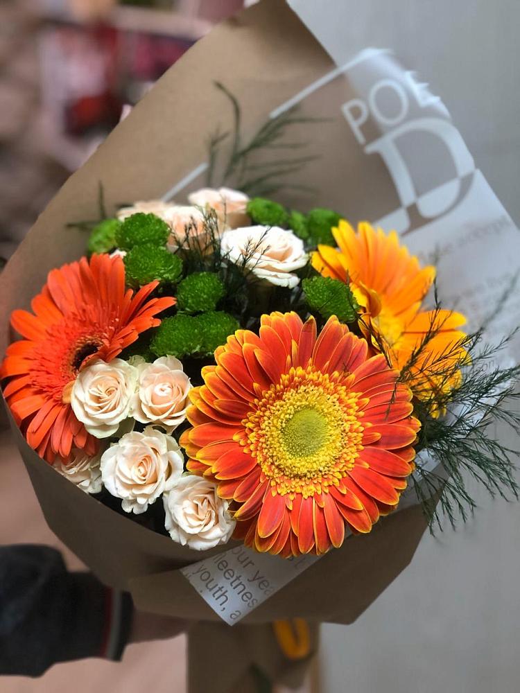 Букет цветов из: Герберы, Хризантемы и Розы в Нижнее Казанище
