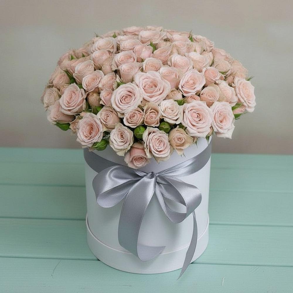 Цветочная композиция из Розы в шляпной коробке в Нижнее Казанище