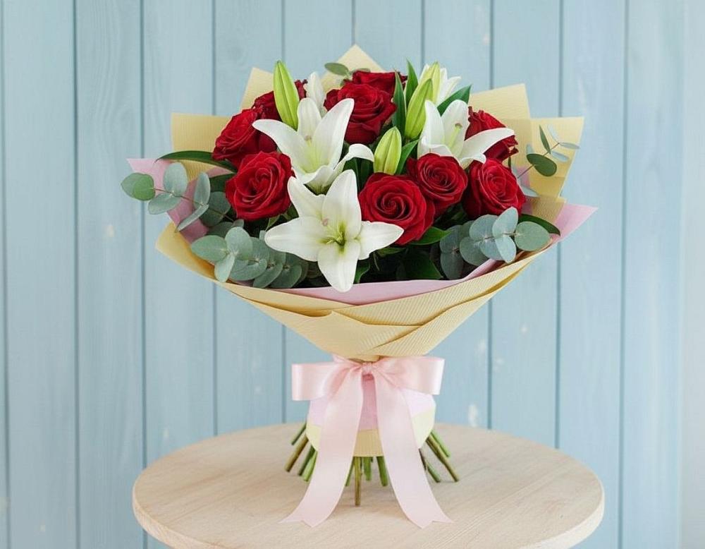 Букет цветов из: Лилии и Розы в Нижнее Казанище